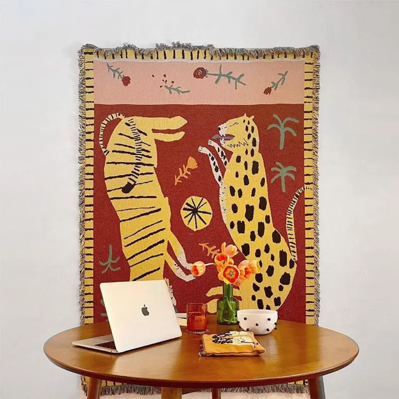 Hippie Wild Leopard Tiger Blanket tag1