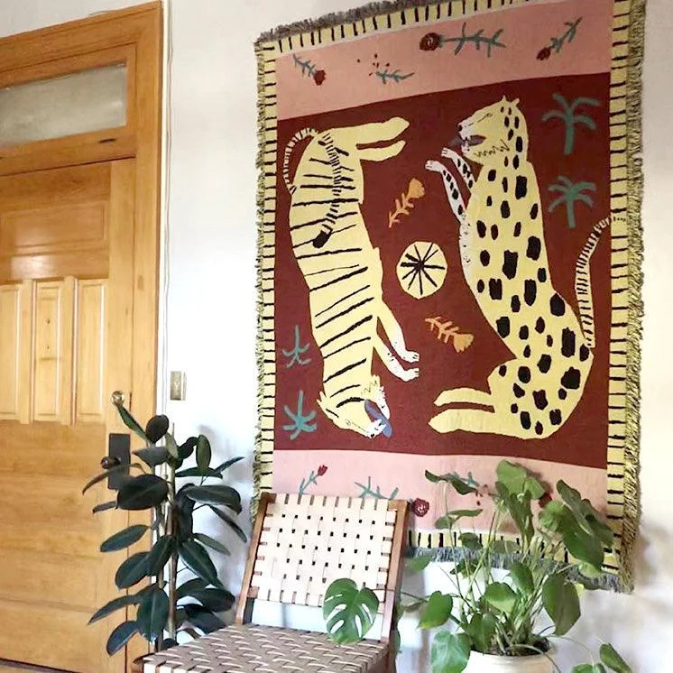 Hippie Wild Leopard & Tiger Blanket -  - #tag1#