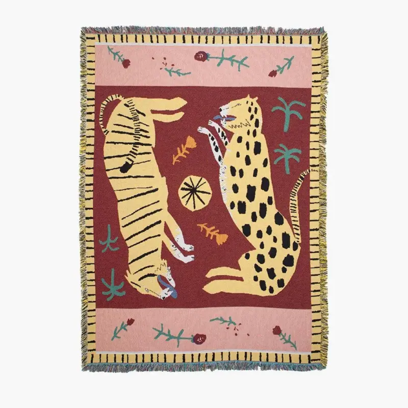 Hippie Wild Leopard Tiger Blanket tag1