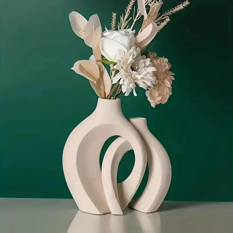 Holle Nordic Moderne Keramische Vaas Set Van 2 Voor Modern Interieur Moderne Boho Holle Bloemenvazen Voor 18850d8c 2e4e 4ed6 a7fa 1b409bb351ea