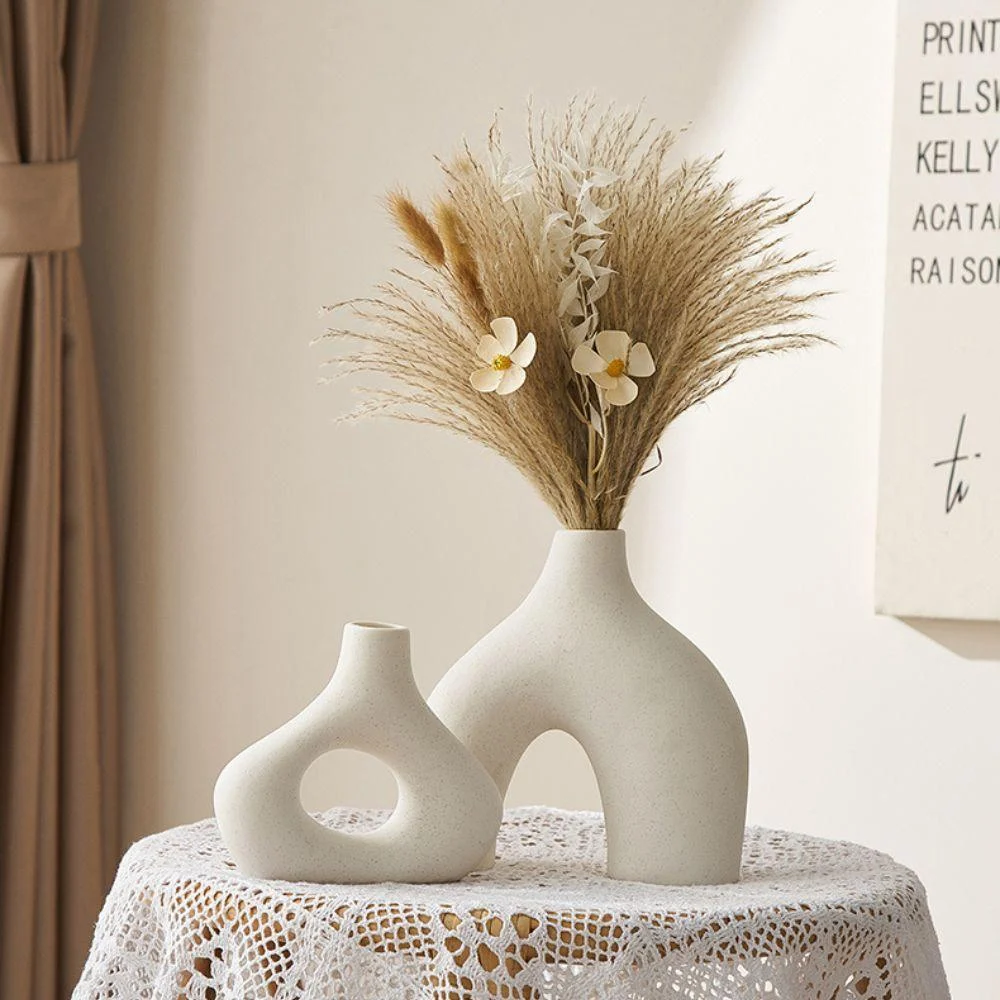 Hollow ceramic vase set -