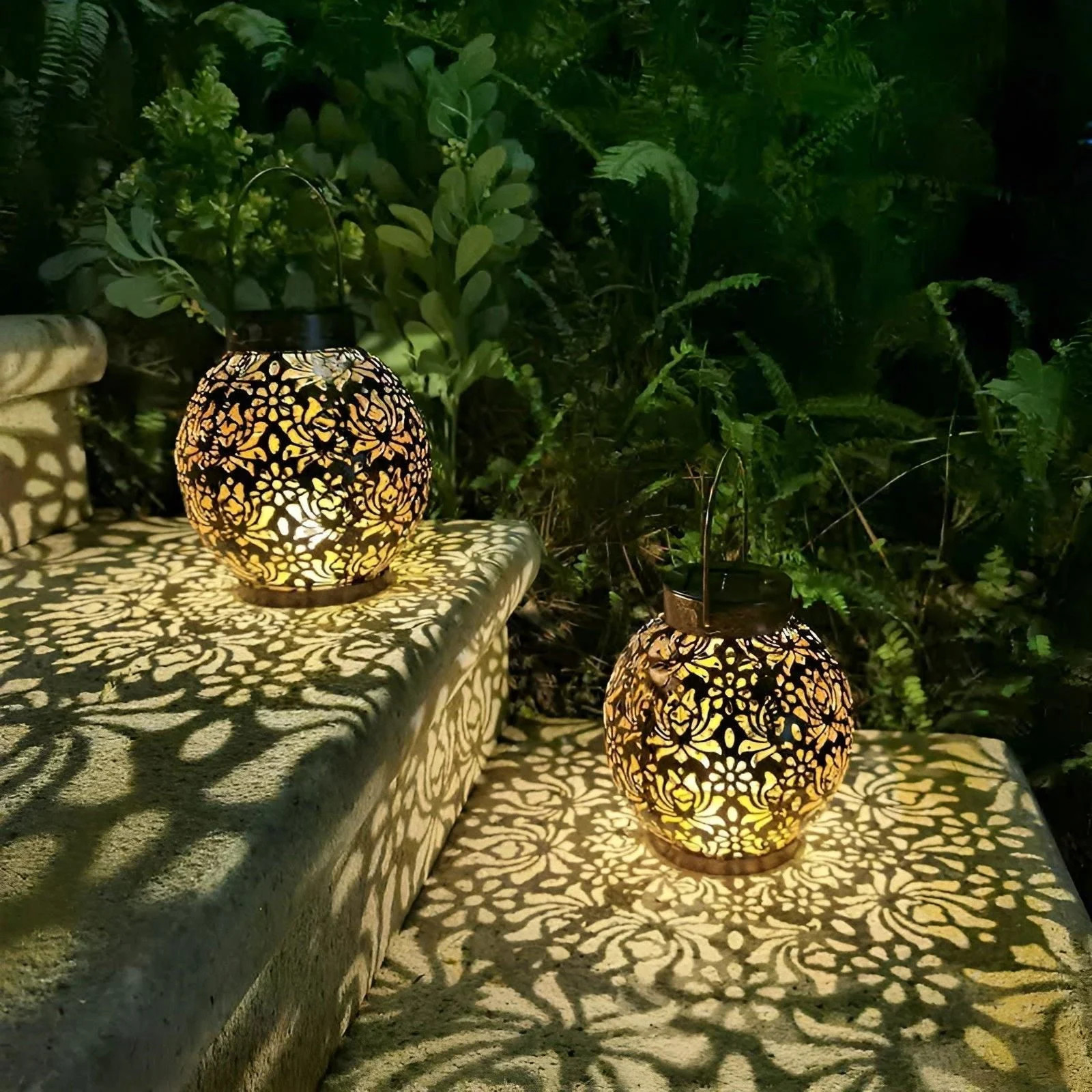 Hollow elegance - Waterproof LED solar garden pendant lamp -  - #tag1#