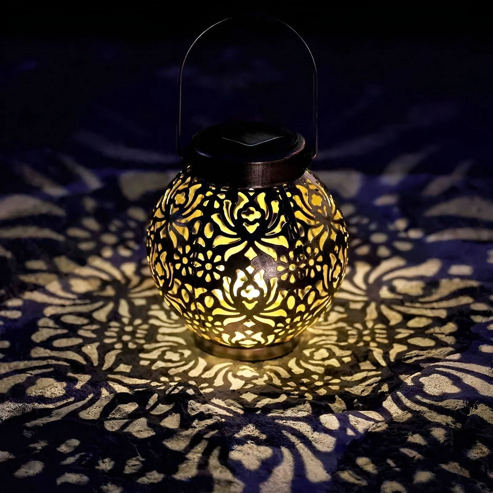 Hollow elegance - Waterproof LED solar garden pendant lamp -  - #tag1#