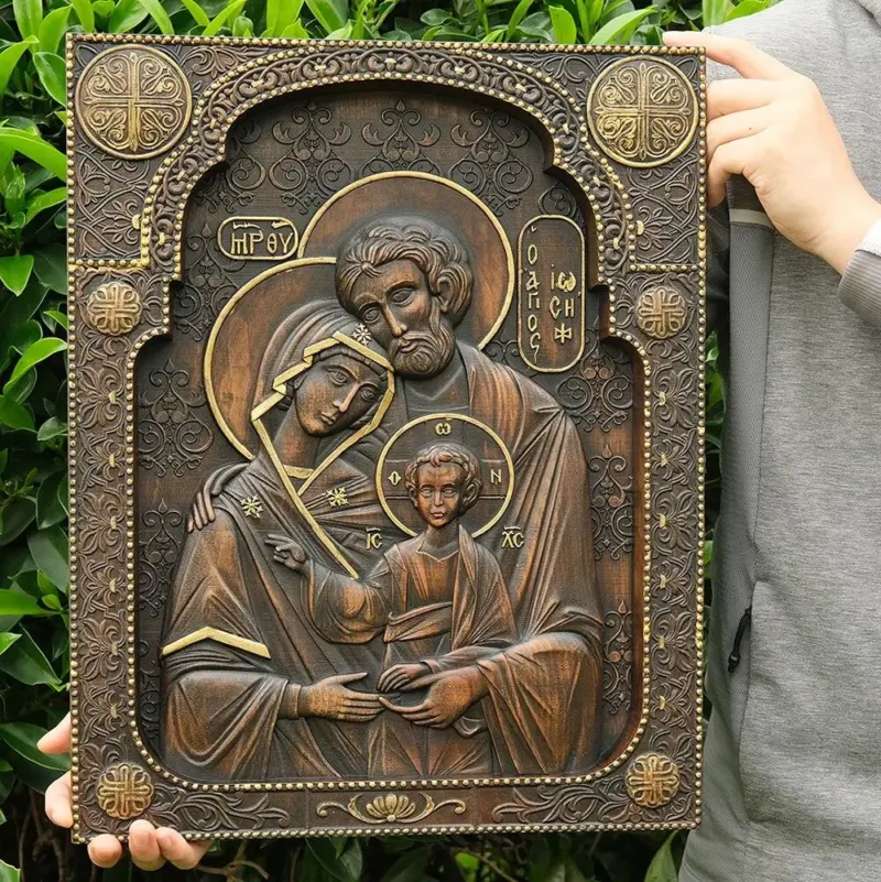 Holy Family Nativity Scene Wood Carving
