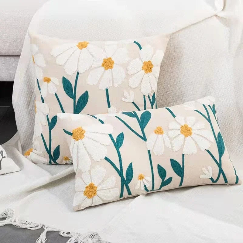 Home Decor Cushion Cover Daisy Floral Geometric 45x45cm 30x50cm Yellow Blue Embroidery Pillow Cover Soft Cozy B3732b46 68b2 40f1 86e0 67d669e48c01