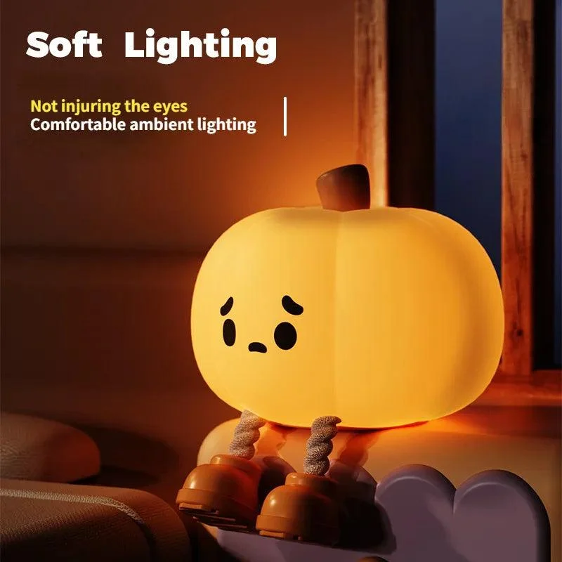 Home Decor Halloween Pumpkin Night Light Cute Soft Silicone Lamp Touch  Dimmable Rechargeable Bedside Decor Light Kids Gifts Halloween Decorations -  - #tag1#
