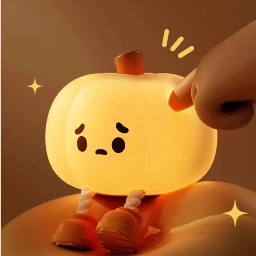 Home Decor Halloween Pumpkin Night Light Cute Soft Silicone Lamp Touch  Dimmable Rechargeable Bedside Decor Light Kids Gifts Halloween Decorations -  - #tag1#