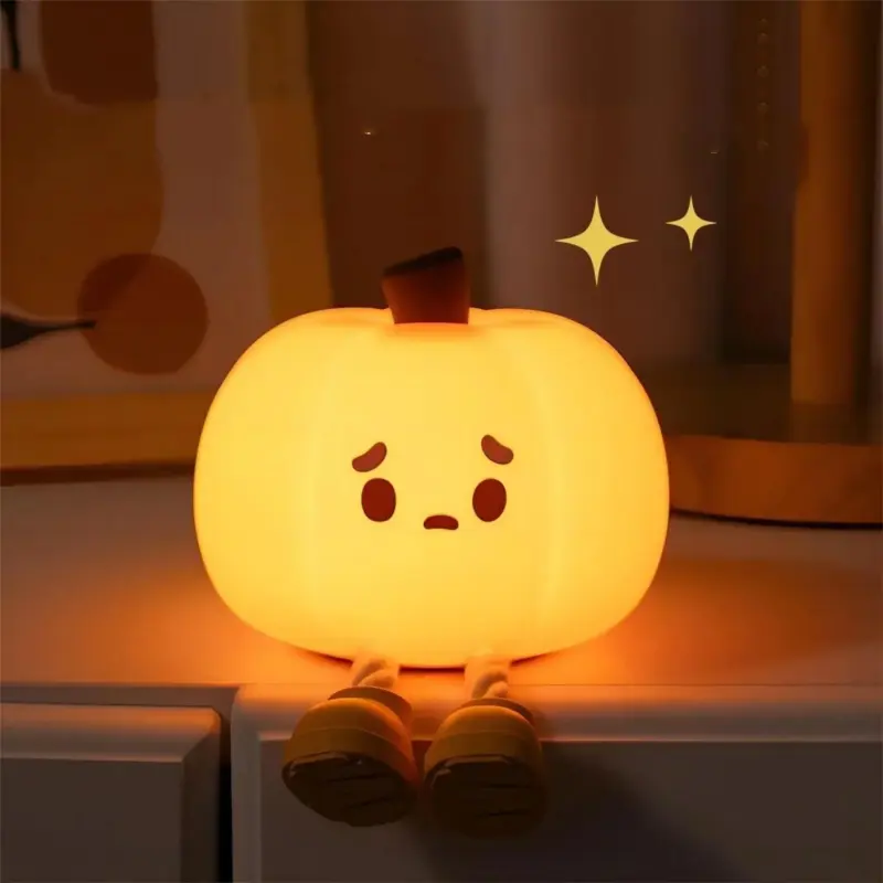 Home Decor Halloween Pumpkin Night Light Cute Soft Silicone Lamp Touch Dimmable Rechargeable Bedside Decor Light Kids Gifts Halloween Decorations tag1