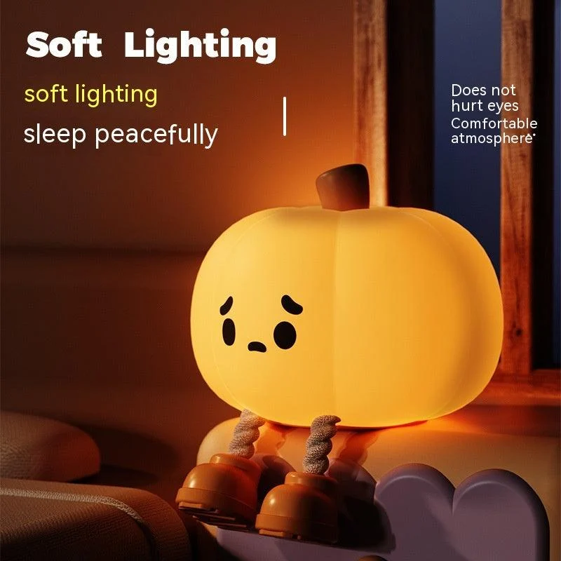 Home Decor Halloween Pumpkin Night Light Cute Soft Silicone Lamp Touch  Dimmable Rechargeable Bedside Decor Light Kids Gifts Halloween Decorations -  - #tag1#