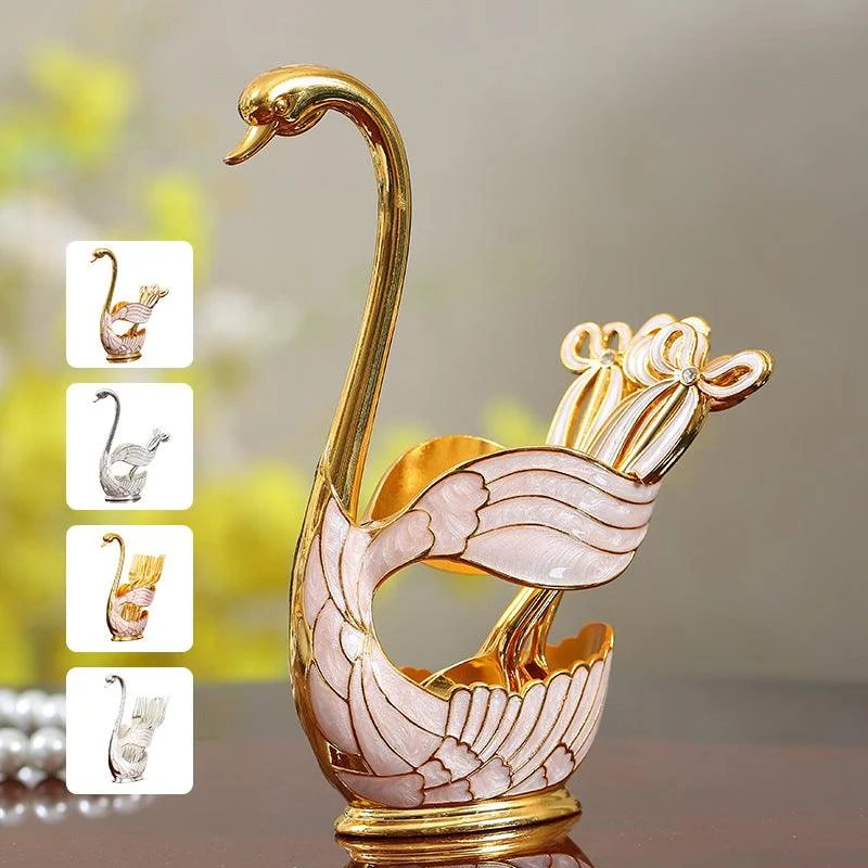 Home Decoration Swan Dessert Spoon/Fork Tableware Set -  - #tag1#