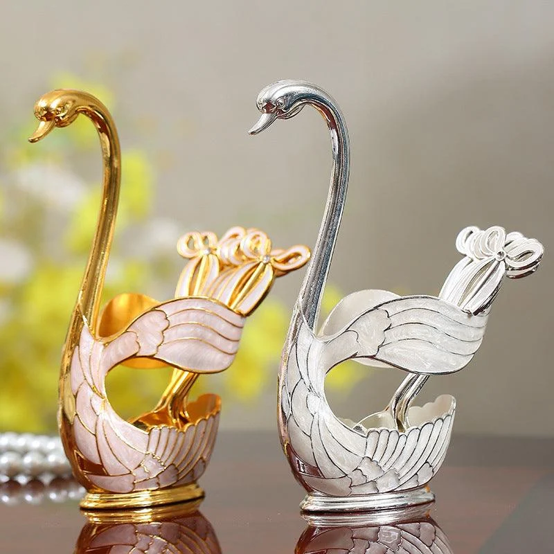 Home Decoration Swan Dessert Spoon/Fork Tableware Set -  - #tag1#