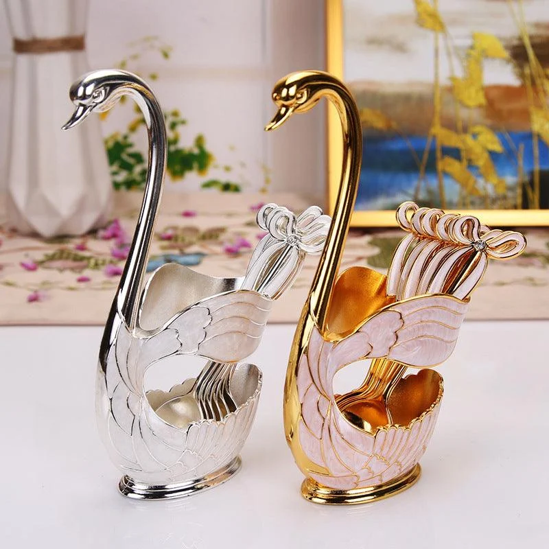 Home Decoration Swan Dessert Spoon/Fork Tableware Set -  - #tag1#
