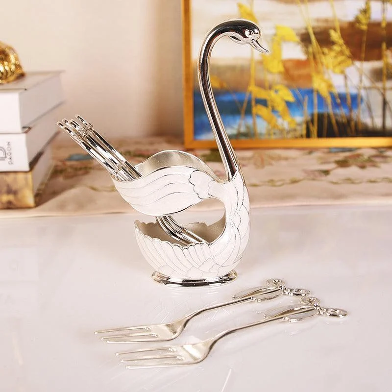 Home Decoration Swan Dessert Spoon/Fork Tableware Set -  - #tag1#