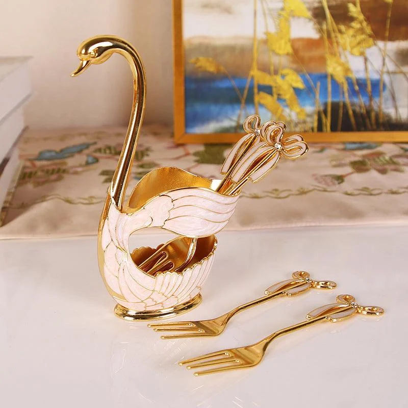 Home Decoration Swan Dessert Spoon/Fork Tableware Set -  - #tag1#
