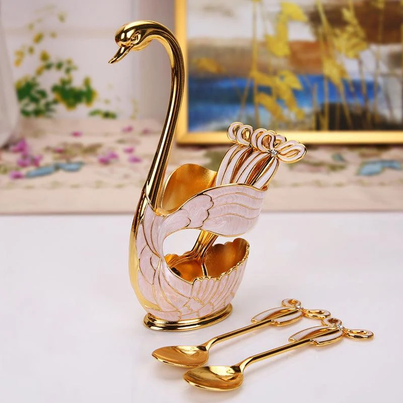 Home Decoration Swan Dessert Spoon/Fork Tableware Set -  - #tag1#