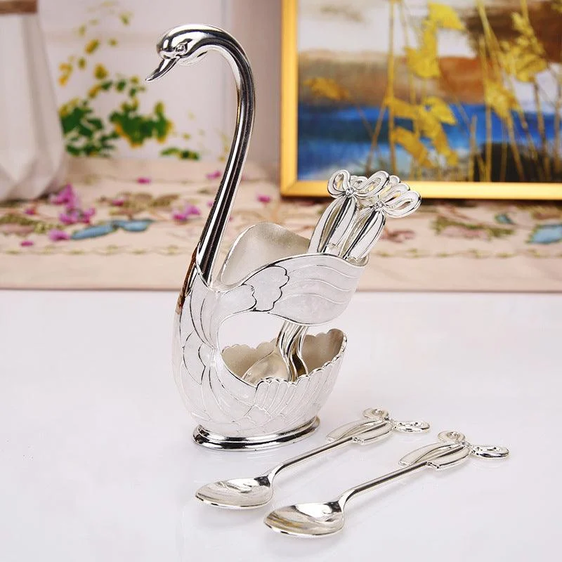 Home Decoration Swan Dessert Spoon/Fork Tableware Set -  - #tag1#
