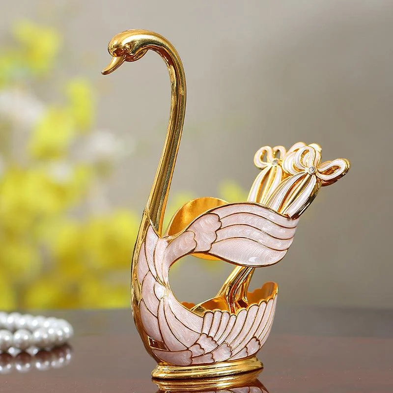 Home Decoration Swan Dessert Spoon/Fork Tableware Set -  - #tag1#
