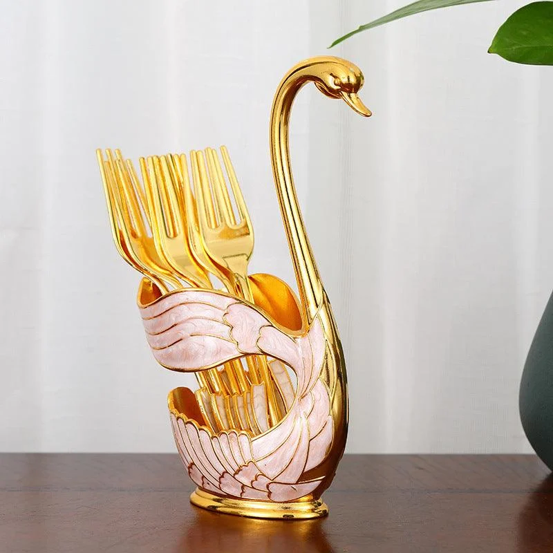 Home Decoration Swan Dessert Spoon/Fork Tableware Set -  - #tag1#