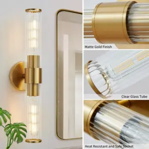 Homeko-Bulb Fluted Glass Wall/Vanity Sconce