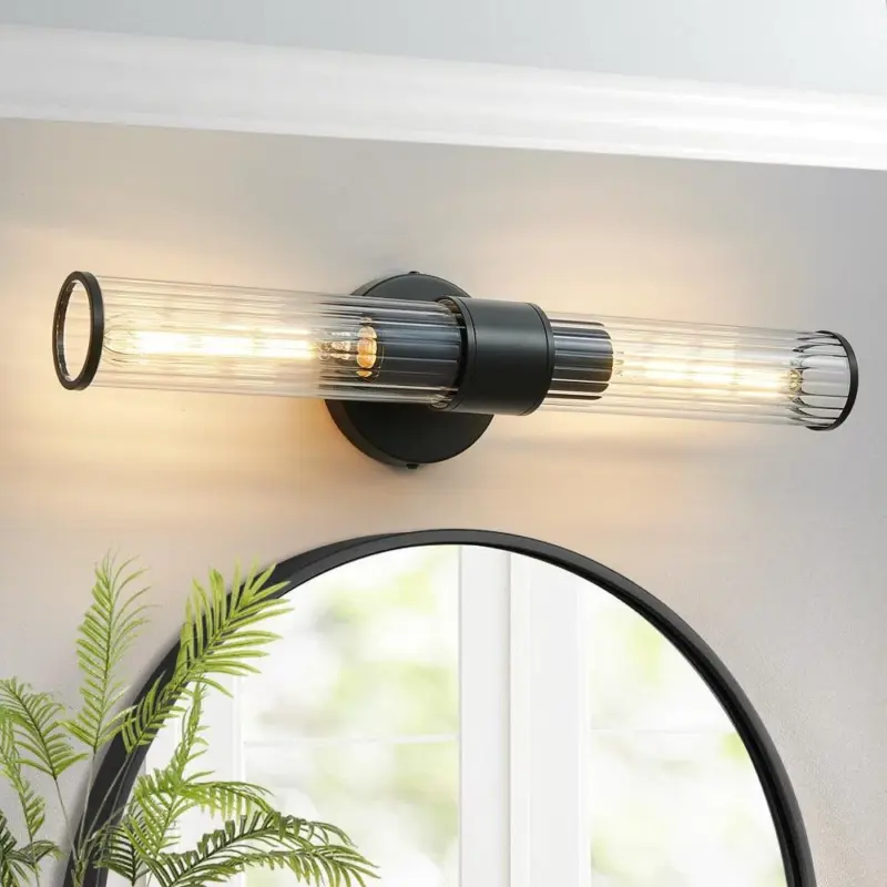 Homeko Bulb Fluted Glass Wall Vanity Sconce