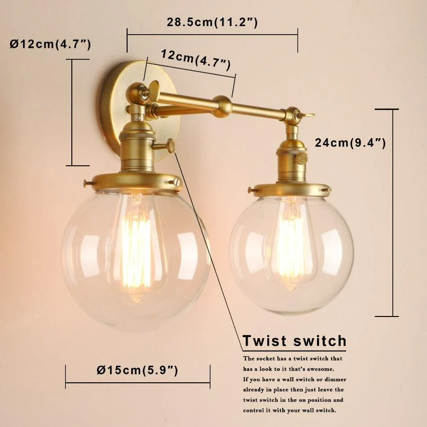 Homeko-Bulb Radley Glass Globe Wall Sconce -