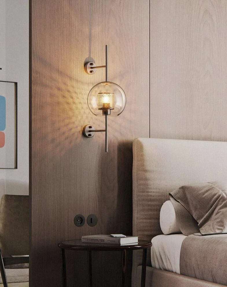 Homeko - Modern Honeycomb Brass & Glass Wall Sconce -