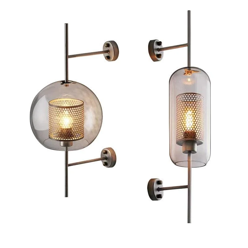 Homeko - Modern Honeycomb Brass & Glass Wall Sconce -