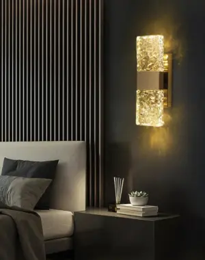Homeko - Textured Glass Crystal Wall Sconce