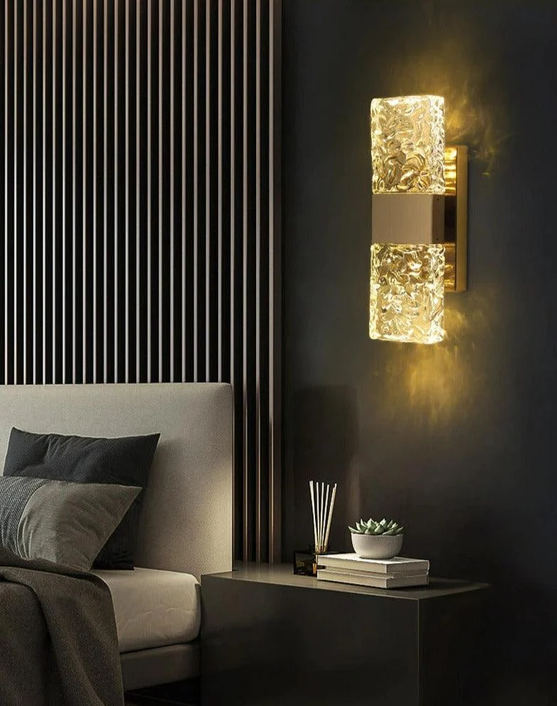 Homeko - Textured Glass Crystal Wall Sconce -