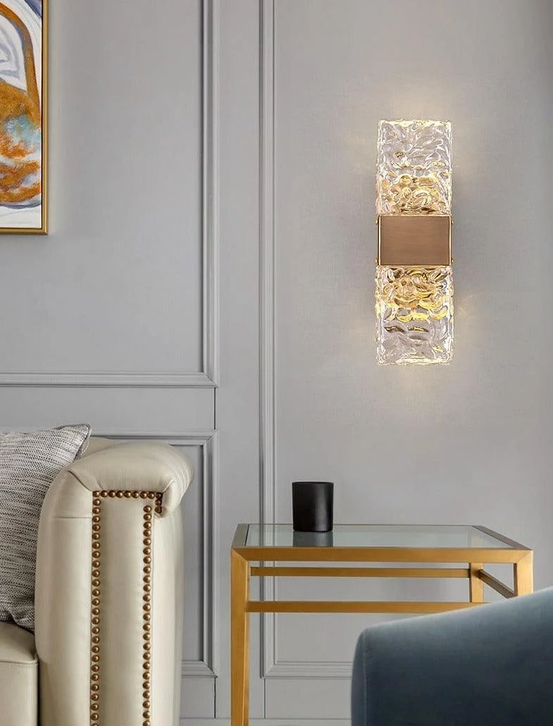 Homeko - Textured Glass Crystal Wall Sconce -