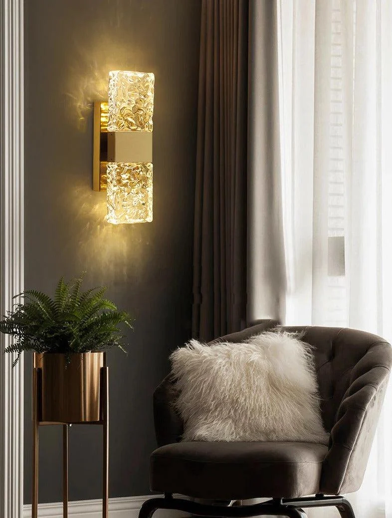 Homeko - Textured Glass Crystal Wall Sconce -