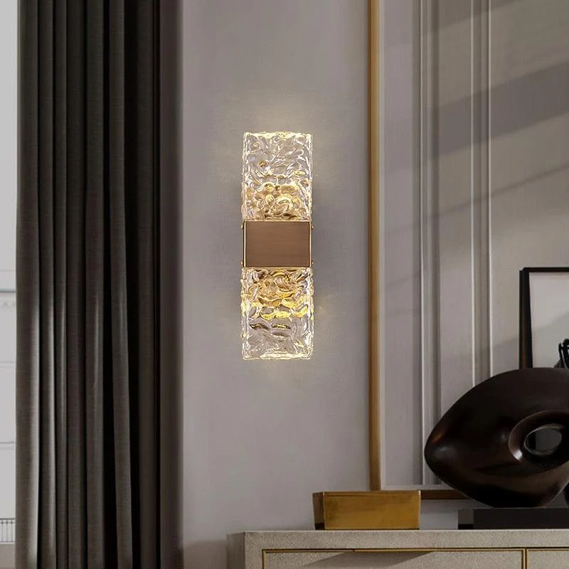 Homeko - Textured Glass Crystal Wall Sconce -