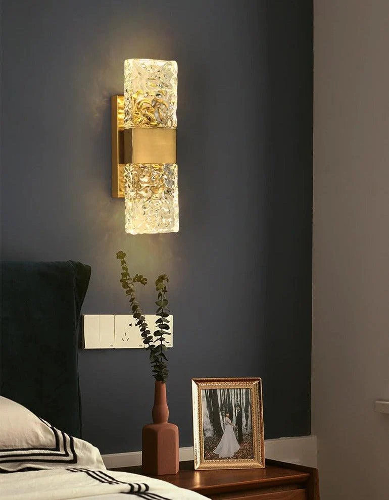 Homeko - Textured Glass Crystal Wall Sconce -