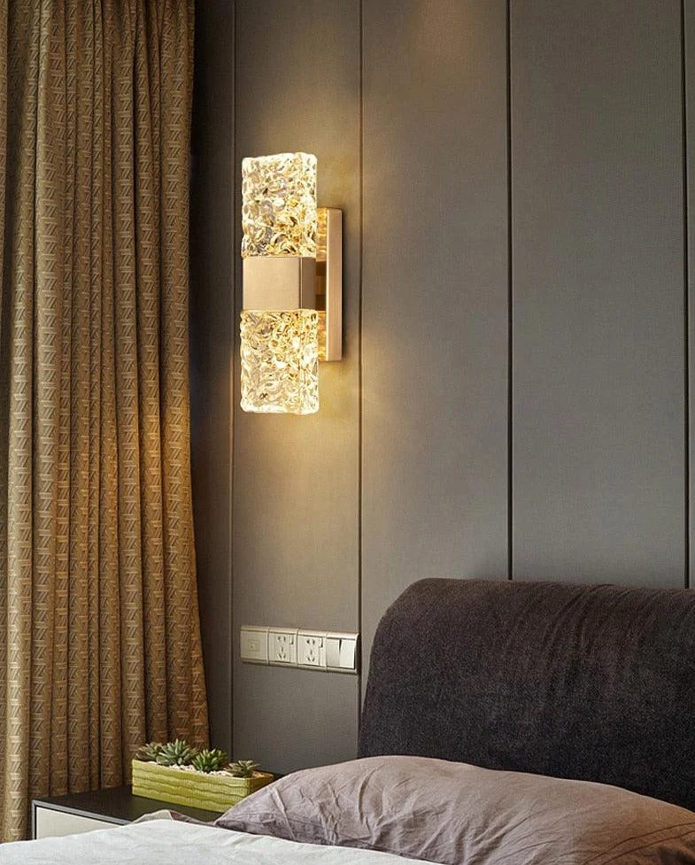 Homeko - Textured Glass Crystal Wall Sconce -