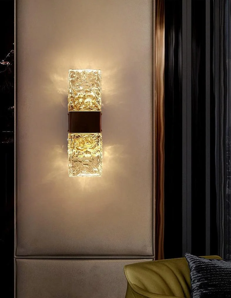 Homeko - Textured Glass Crystal Wall Sconce -