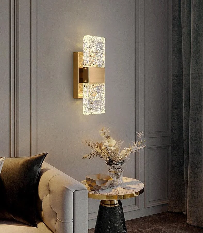 Homeko - Textured Glass Crystal Wall Sconce -