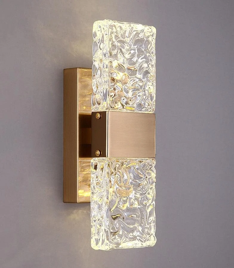 Homeko - Textured Glass Crystal Wall Sconce -