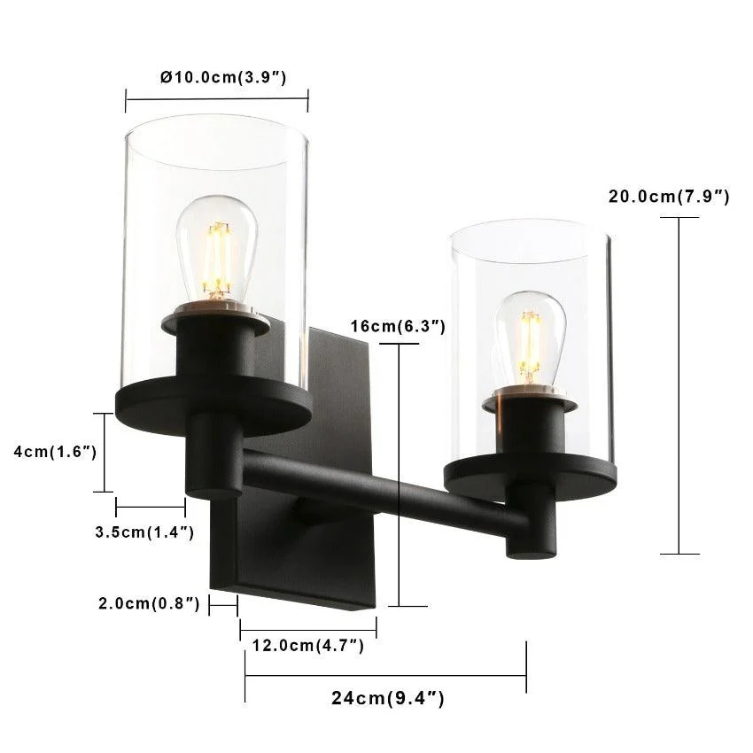 Homeko - Vintage Industrial Two-Bulb Wall Sconce -