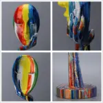Homeko Abstract Painted Face Sculptures