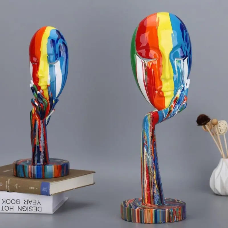 Homeko Abstract Painted Face Sculptures