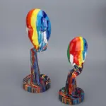 Homeko Abstract Painted Face Sculptures