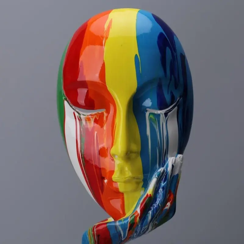 Homeko Abstract Painted Face Sculptures