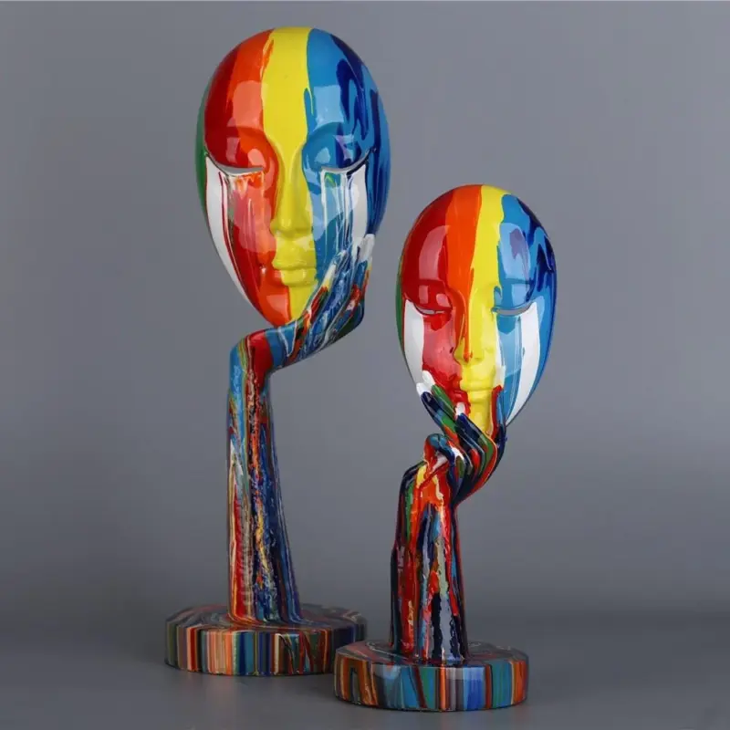 Homeko Abstract Painted Face Sculptures