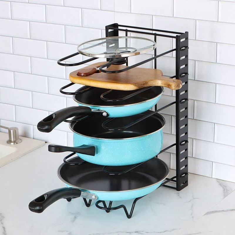 Homeko Adjustable Kitchen Pan Rack & Pot Lid Holder -