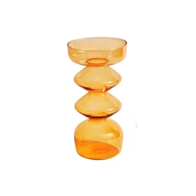 Homeko Amber Glass Taper Candle Holder & Vases -