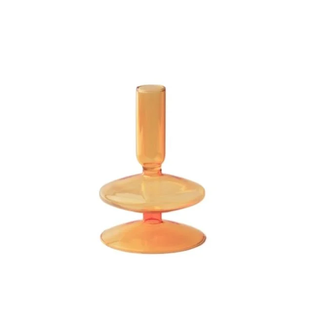 Homeko Amber Glass Taper Candle Holder & Vases -