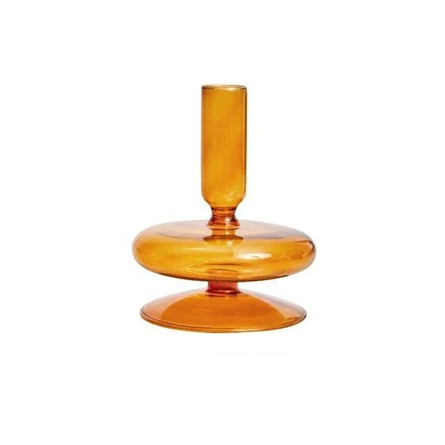 Homeko Amber Glass Taper Candle Holder & Vases -