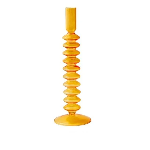 Homeko Amber Glass Taper Candle Holder & Vases -