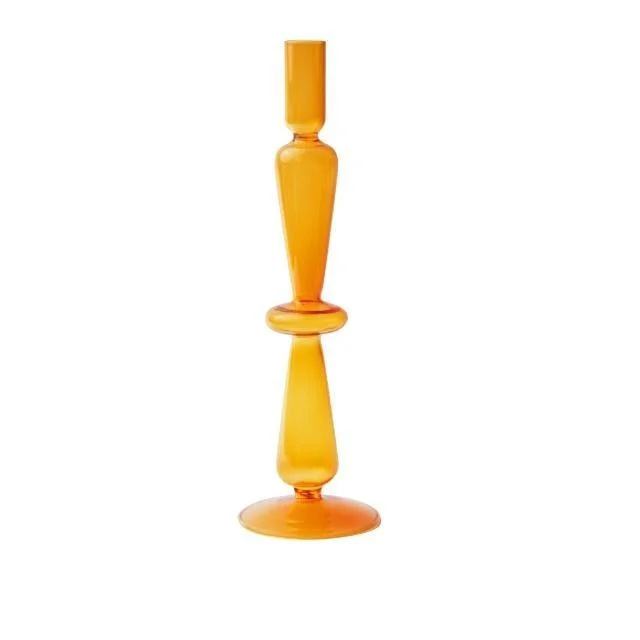 Homeko Amber Glass Taper Candle Holder & Vases -