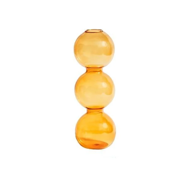 Homeko Amber Glass Taper Candle Holder & Vases -